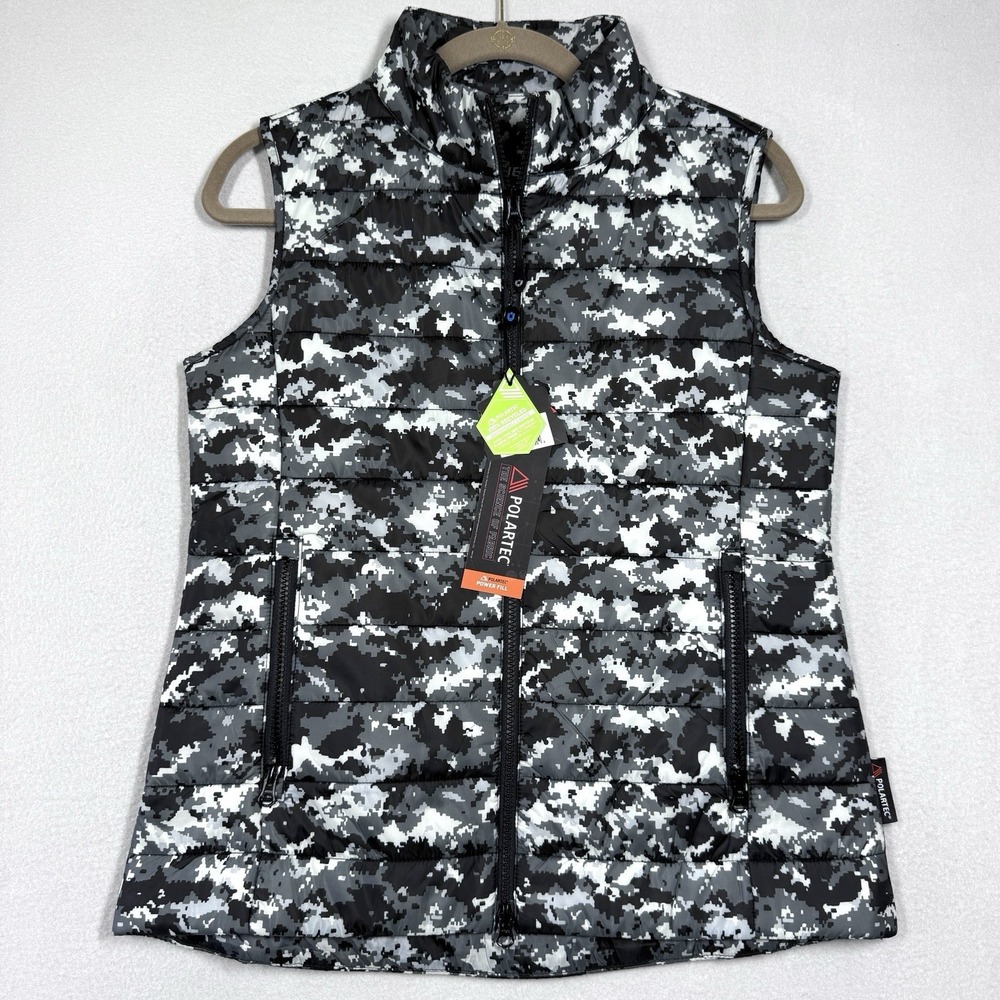 IBKUL Vest Women Medium 2 Way Zip Camo Quilted Polartec Power Fill Insulated NWT